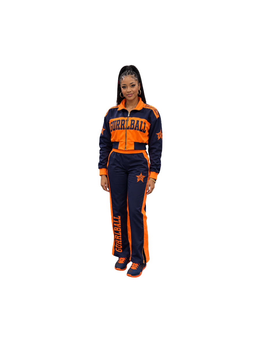 Cotton Navy/Orange Cropped Jacket (Runs big can go down a size)