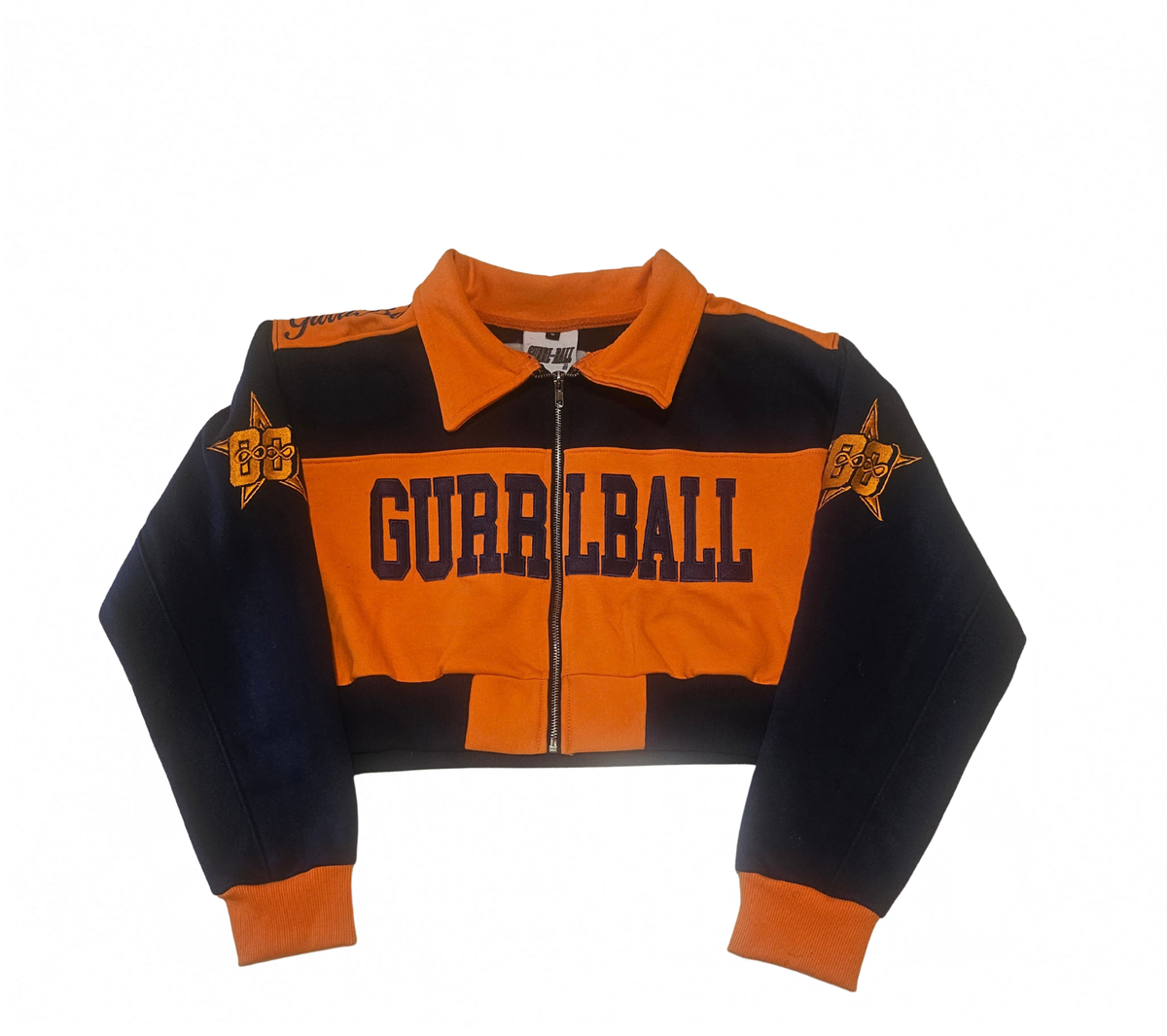 Cotton Navy/Orange Cropped Jacket (Runs big can go down a size)