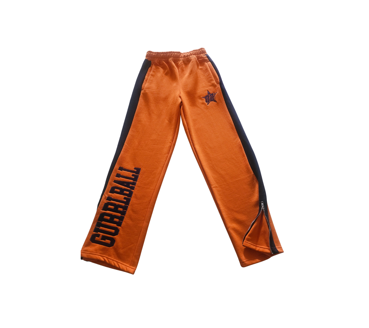 Cotton Wide Leg Orange Zipper Sweatpants (Runs big can go down a size)