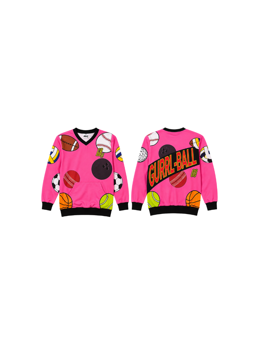 Oversized Pink/Sport Balls Sweatshirt/Sweatshirt Dress