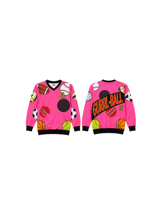 Oversized Pink/Sport Balls Sweatshirt/Sweatshirt Dress