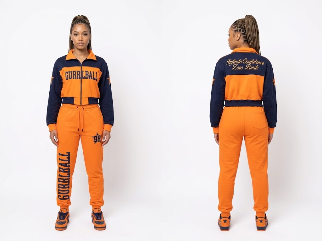 Orange/Navy Joggers w/ back pocket