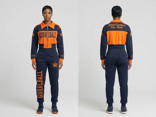 Navy/Orange Joggers w/ back pocket
