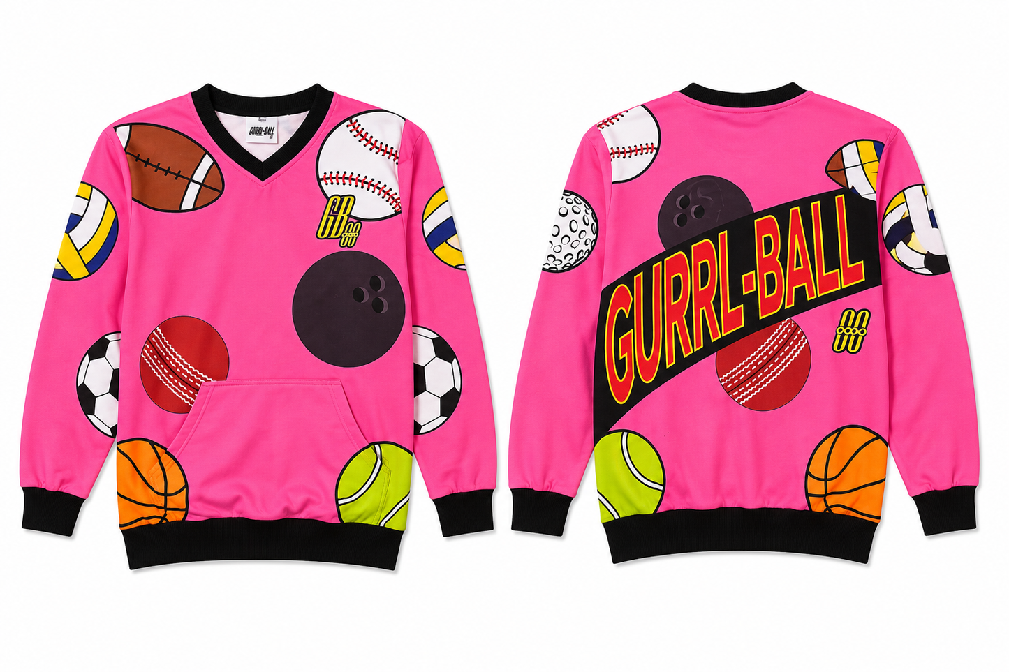 Oversized Pink/Sport Balls Sweatshirt/Sweatshirt Dress