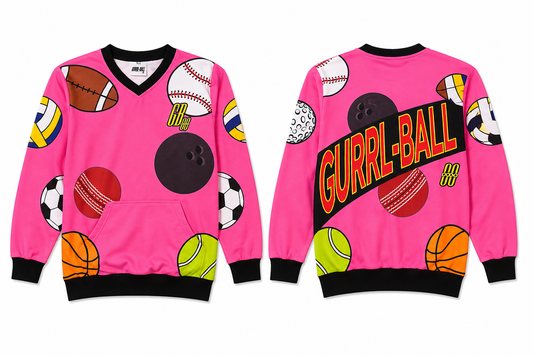 Oversized Pink/Sport Balls Sweatshirt/Sweatshirt Dress