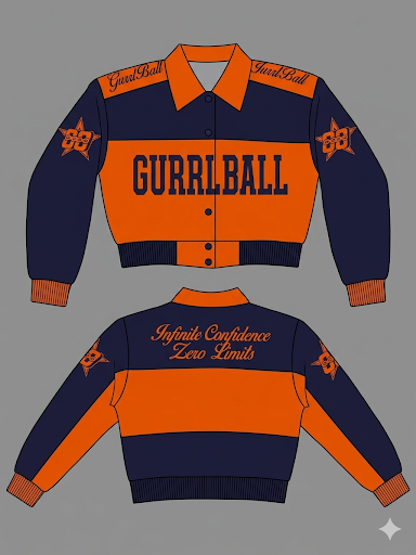 Satin Cropped Jacket Orange/Blue