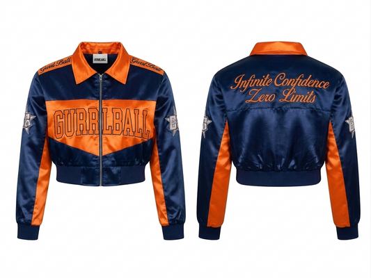 Satin Cropped Jacket Orange/Blue - 10% off Pre-orders